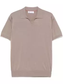 Футболка Brunello Cucinelli с V-образным вырезом, коричневый