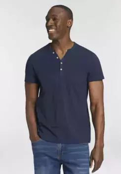 Футболка Bruno Banani с V-образным вырезом на пуговицах, цвет морской волны