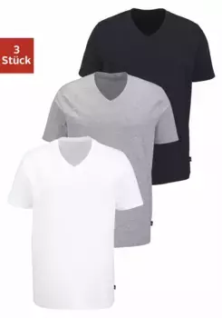 Футболка Bruno Banani, с V-образным вырезом, идеальная посадка, из эластичного хлопка, белый