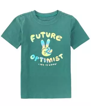 Футболка «Будущая оптимистка» с короткими рукавами для больших девочек 7–16 лет Life is Good, зеленый