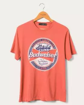 Футболка Budweiser Classic American Vintage Junk Food Clothing, цвет rustic