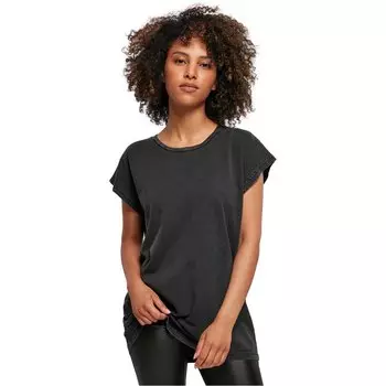 Футболка Build Your Brand Acid Washed Extended Short Sleeve Round Neck, черный