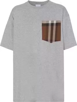 Футболка Burberry Check Print Pocket Tee 'Pale Grey Melange', серый