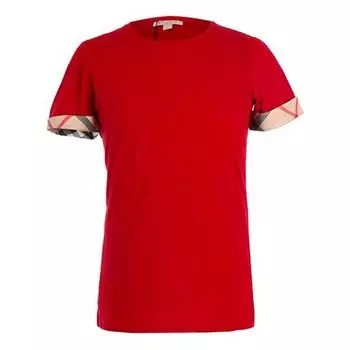 Футболка Burberry Cuff Plaid Round Neck Short Sleeve Red, красный
