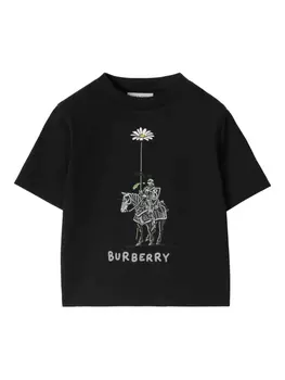 Футболка Burberry Kids с принтом Equestrian Knight, черный