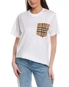 Футболка Burberry с карманом в клетку, белый