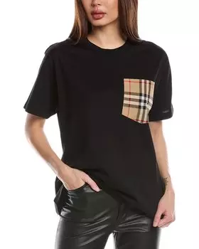 Футболка Burberry с карманом в клетку, черный