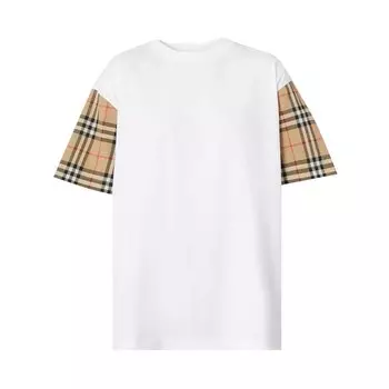Футболка Burberry Vintage Check Sleeve Oversized T-Shirt 'White', белый