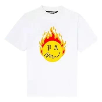 Футболка burning head short-sleeve t-shirt 'white/yellow' Palm Angels, белый