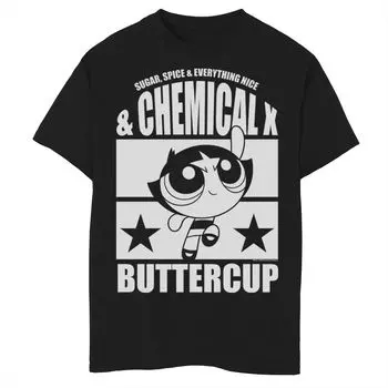 Футболка Buttercup Chemical X с графическим рисунком для мальчиков 8–20 лет Cartoon Network Powerpuff Girls Licensed Character