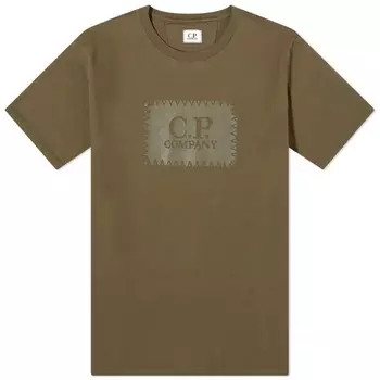 Футболка C.p. Company 30/1 Jersey Label Style Logo, темно-зеленый