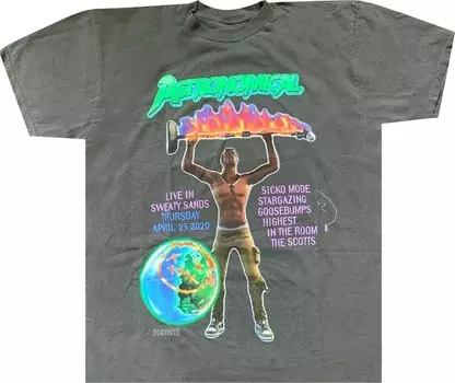 Футболка Cactus Jack by Travis Scott Back Bling T-Shirt 'Graphite', серый