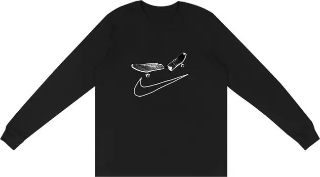 Футболка Cactus Jack by Travis Scott For Nike SB Smile Long-Sleeve T-Shirt I 'Black', черный