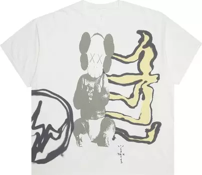 Футболка Cactus Jack by Travis Scott x KAWS For Fragment Tee 'Vintage Wash', серый