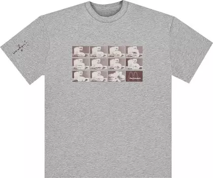 Футболка Cactus Jack by Travis Scott x McDonald's Menu Mono Logo T-Shirt 'Sport Grey', серый
