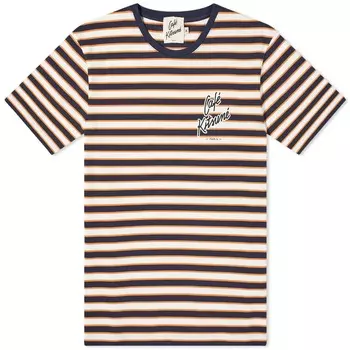 Футболка Cafe Kitsune Striped Regular, цвет Navy, White & Fox Stripe