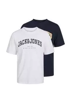 Футболка Caleb рубашка с короткими рукавами двойная упаковка Jack & Jones, мультиколор