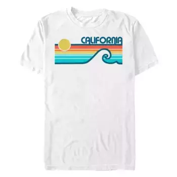 Футболка California Retro с принтом заката и волны для больших размеров Licensed Character, белый