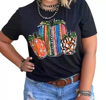 Футболка Callie Ann Stetler Serape Pumpkins черного цвета Texas True Threads