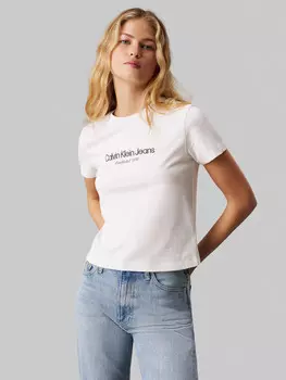 Футболка CALVIN KLEIN JEANS Institutional Slim Fit, белый