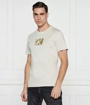 Футболка Calvin Klein Jeans Regular Fit, бежевый / золотой