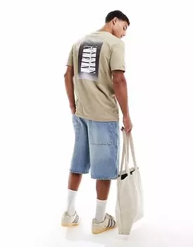 Футболка Calvin Klein Jeans с принтом в виде коробки на спине и эффектом омбре бежевого цвета