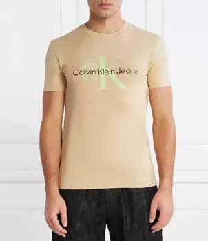 Футболка CALVIN KLEIN JEANS Slim Fit, бежевый