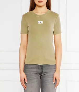 Футболка CALVIN KLEIN JEANS Slim Fit, оливково-зеленый