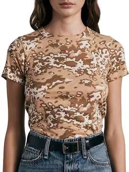 Футболка Camo Baby бежевого цвета Multi rag & bone