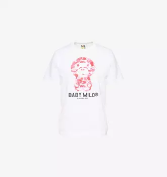 Футболка Camo Baby Milo из хлопкового джерси A Bathing Ape, белый
