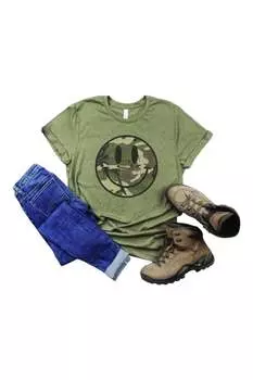 Футболка Camo Smiley в цвете Army Green Exclusive Thredz