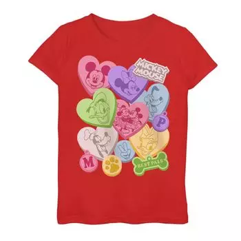 Футболка Candy Hearts с изображением Микки Мауса Disney для девочек 7–16 лет Licensed Character