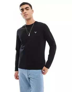 Футболка Caper с длинными рукавами из пике черного цвета Barbour