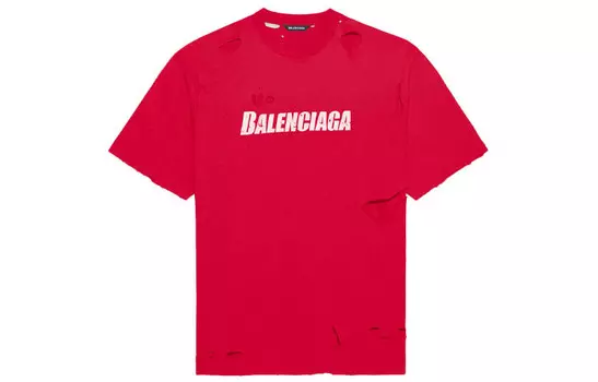 Футболка Caps Destroyed Flatground Balenciaga, красный