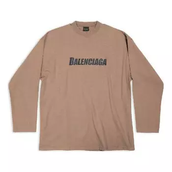 Футболка caps oversized long sleeve t-shirt 'khaki' Balenciaga, хаки