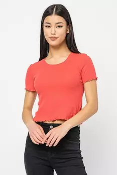 Футболка Cara в рубчик с волнистыми краями Pepe Jeans London, красный