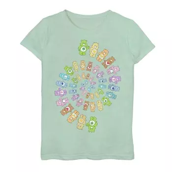 Футболка Care Bears Care Bears с рисунком радужной спирали для девочек 7–16 лет Licensed Character, цвет Mint
