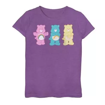 Футболка Care Bears Trio для девочек 7–16 лет с рисунком Cheer Bear Wish Bear Funshine Bear Licensed Character