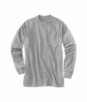 Футболка Carhartt Big & Tall Flame-Resistant Force Cotton Long, цвет Light Gray