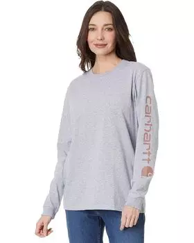 Футболка Carhartt Loose Fit Heavyweight Long Sleeve Logo Sleeve, цвет Heather Gray