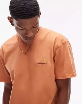Футболка Carhartt WIP American Script оранжевого цвета