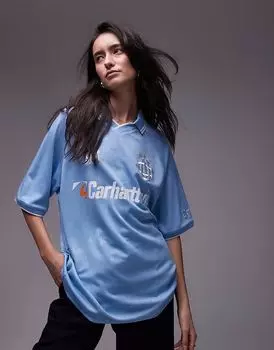 Футболка Carhartt WIP Football светло-синего цвета