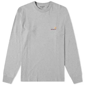 Футболка Carhartt Wip Long Sleeve American Script, цвет Grey Heather