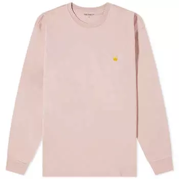 Футболка Carhartt Wip Long Sleeve Chase, цвет Glassy Pink & Gold