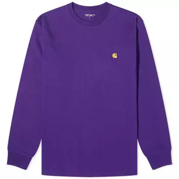 Футболка Carhartt Wip Long Sleeve Chase, цвет Tyrian & Gold