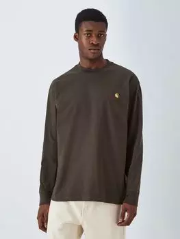 Футболка Carhartt WIP с длинным рукавом и американским шрифтом, коричневая