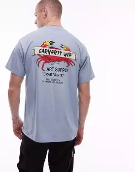 Футболка Carhartt WIP с графическим принтом «крабовая краска» в темно-синем цвете