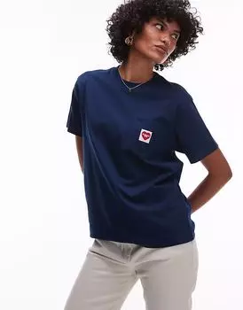 Футболка Carhartt WIP с логотипом в виде сердца в кармане темно-синего цвета