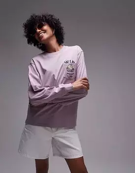 Футболка Carhartt WIP с принтом в виде юбилейного кармана с длинными рукавами розового цвета