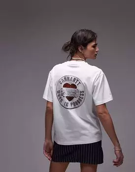 Футболка Carhartt WIP с принтом значка белого цвета